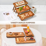 GEHE 3 Tier Serving Tray Acacia Wooden Tiered Tray Stand Foldable Dessert Table Display Set Decor Charcuterie Boards for Party, Birthday, Wedding, Christmas