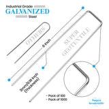 Super Geotextile Landscape Staples - Heavy Duty 11 Gauge Galvanized U-Shaped Sod Pins for Weed Barrier and Landscaping Fabric Stakes - 1" x 6" (100 pcs)