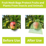 YHJZ 100PCS Fruit Protection Bags, 8x12 Inch Green Fruit Netting Cover Bags Drawstring Mesh Fruit Protectors Pest Barrier for Plant Fruit Flower Veggies Garden