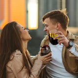 MyGift Black and Gold Stemless Wine Glasses Set of 4 - Elegant Christmas Gift Set with Luxe Metallic Finish, 18oz Modern Barware