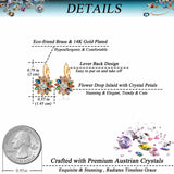EVEVIC Austrian Crystal Flower Leverback Earrings for Women