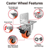 ASHGOOB 2" L-Shaped Caster Wheels Set of 4, Side Mount Swivel Casters