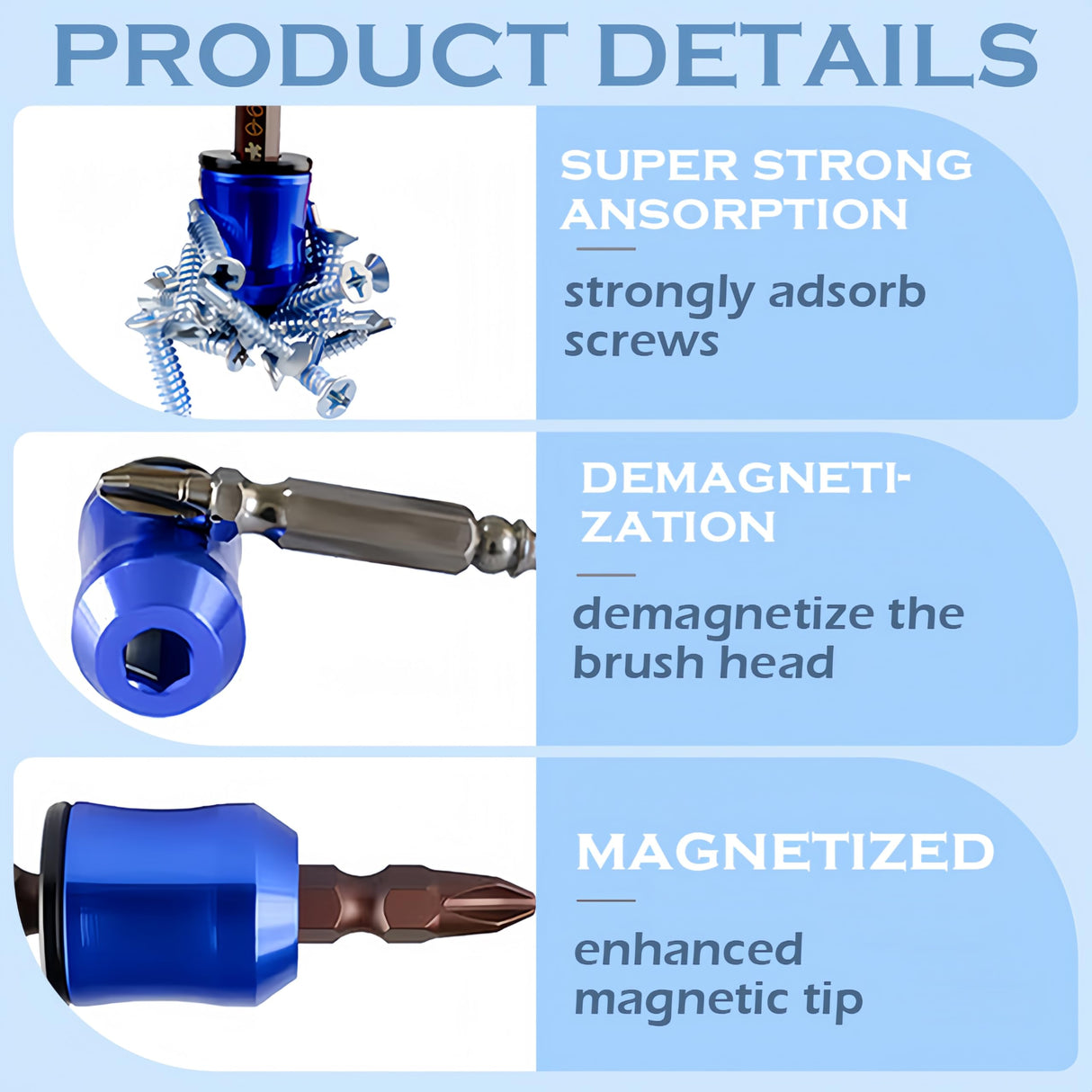 Screwdriver Head Magnetic Ring, 2026 Upgraded Magnetizer Screw Removable Household Tool Magnetic Screw holder Universal Magnetizer for Hex Screwdrivers & Power Bits (3Pcs Red)