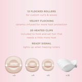 INFINITIPRO BY CONAIR Ceramic Flocked - Hot Rollers for Long, Medium, and All Hair - Hair Curler - Hair Roller Clips Included - 1 1/4-inch, 1-inch, and 3/4-inch Rollers