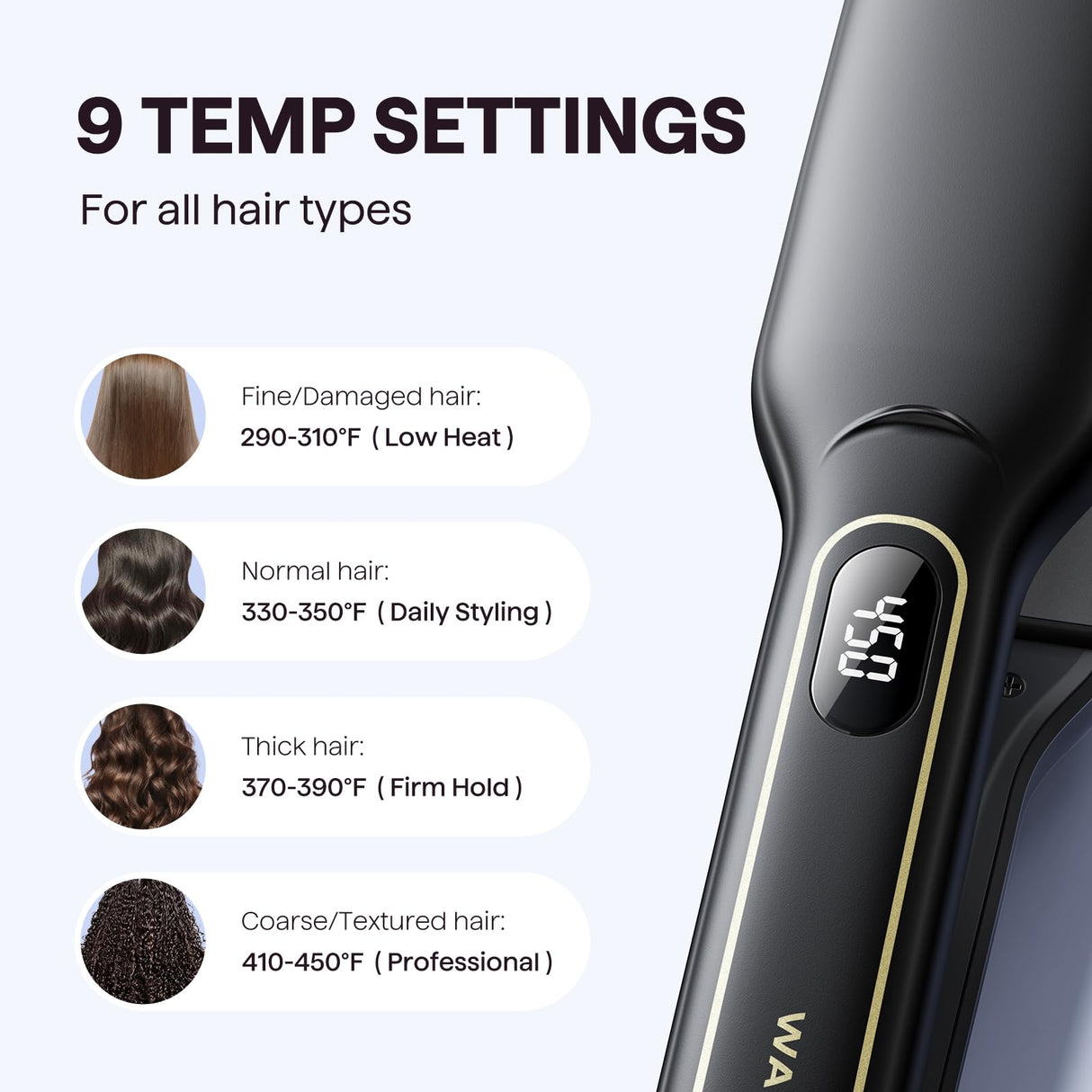 Wavytalk Wet to Straight Hair Straightener, Titanium 1.75 Inch Vent Sesh Wide Flat Iron, Straightener for Damp or Dry Hair with Dual Voltage Leave Silky & Smooth, Black