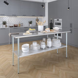 AmGood 24 in. x 72 in. Stainless Steel Work Table | Metal Kitchen Food Prep Table | NSF