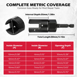 5-Piece Wing Nut Driver Set (10mm,12mm,14mm,16mm,18mm) with Magnetic Aluminum Storage Rail, 1/4" Hex Shank Wing Nut Driver Bit Set, Metric Wing Nut socket Set for Wing Nut, Eye Bolt, Wire Twisting