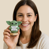 Handmade Baby Yoda Positive Crochet with 30 Fun Affirmations - Funny Friendship Gift for Christmas, Inspirational Birthday Gifts for Women Men | Birthday Gift Idea for Women Friends, BFF, Coworker