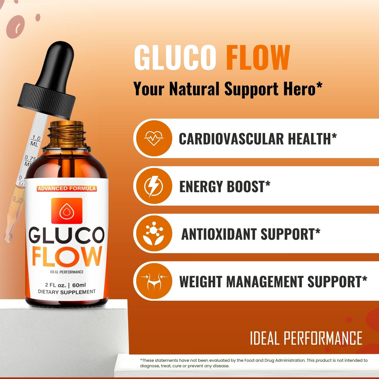 Gluco Flow Drops, GlucoFlow Blood Formula Support Supplement Drops - Maximum Strength, All Natural Healthy Circulation, Stable Levels & Overall Health, Advanced GlucoFlow Droppers Reviews (2 Pack)