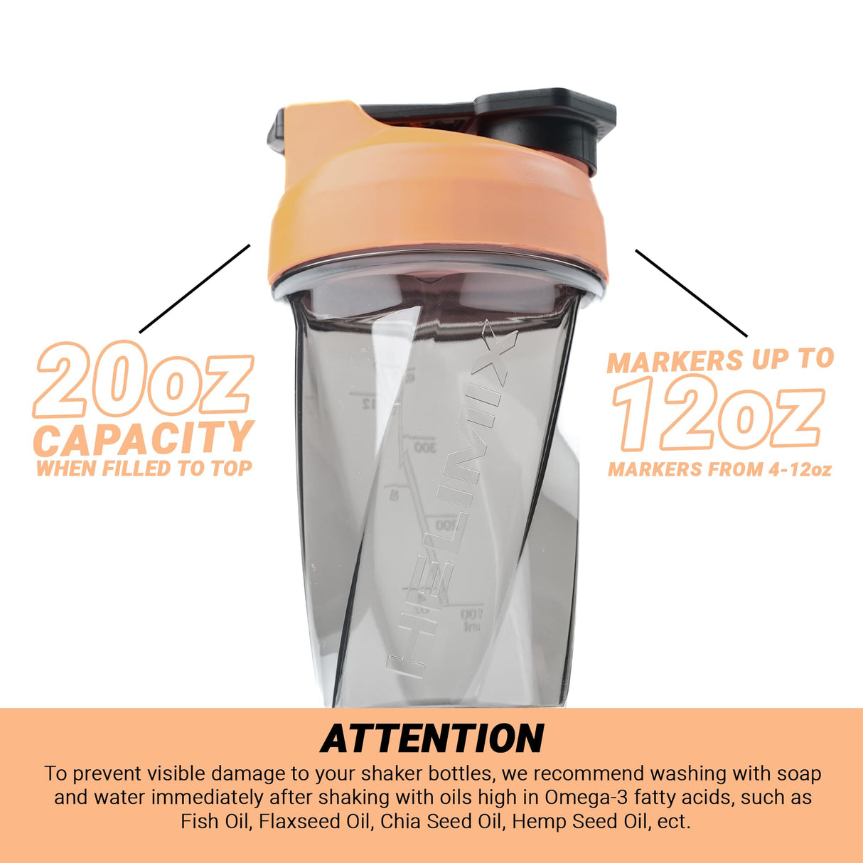 HELIMIX 1.5 Vortex Blender Shaker Bottle Holds Upto 20oz | No Blending Ball or Whisk | USA Made | Portable Pre Workout Whey Protein Drink Shaker Cup | Mixes Cocktails Smoothies Shakes | Top Rack Safe