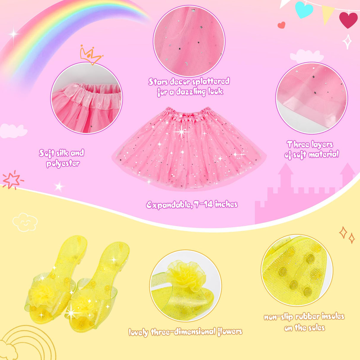 Meland Princess Dress Up for Girls - Princess Toy Gift for Toddler Kids Girl Age 3,4,5,6 Year Old for Birthday Christmas Halloween