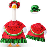 Sanwuta Summer Goose Outfits for 23" Porch Goose Watermenlon Lemon Strawberry Geese Costume Outfit with Hat for Summer Garden(Watermelon)