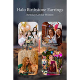 Halo June Birthstone Earrings for Women, Simulated Alexandrite Earrings