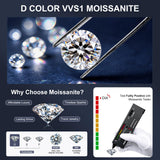 adoyi Moissanite Diamond Stud Earrings for Women Men 925 Sterling Silver Post Hypoallergenic 18K White Gold Plated Flat Back Stud Earring Jewelry Round Cut D Color VVS1 Clarity Gift for Women 2.0CT
