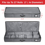 Premium Wrapping Paper Storage Container -Durable Material 600D tear-proof - Fits up to 27 Paper Rolls -Extra Pockets for Ribbons & Bows. Underbed Gift Wrap Organizer, Ideal for Holiday Christmas, etc
