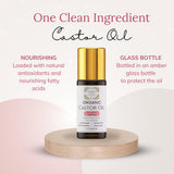 Grandma Flo's Naturals Organic Castor Oil with Rose Quartz Roll On For Face and Body - Glass Bottle, Cold Pressed, Hexane Free, Unrefined - Stimulate Hair Growth, Moisturize Skin (50ml)