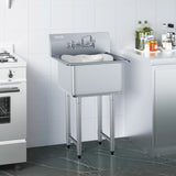 VEVOR Stainless Steel Prep & Utility Sink, 1 Compartment Free Standing Small Sink Include Faucet & legs, 21"x18" Commercial Single Bowl Sinks for Garage, Restaurant, Kitchen, Laundry
