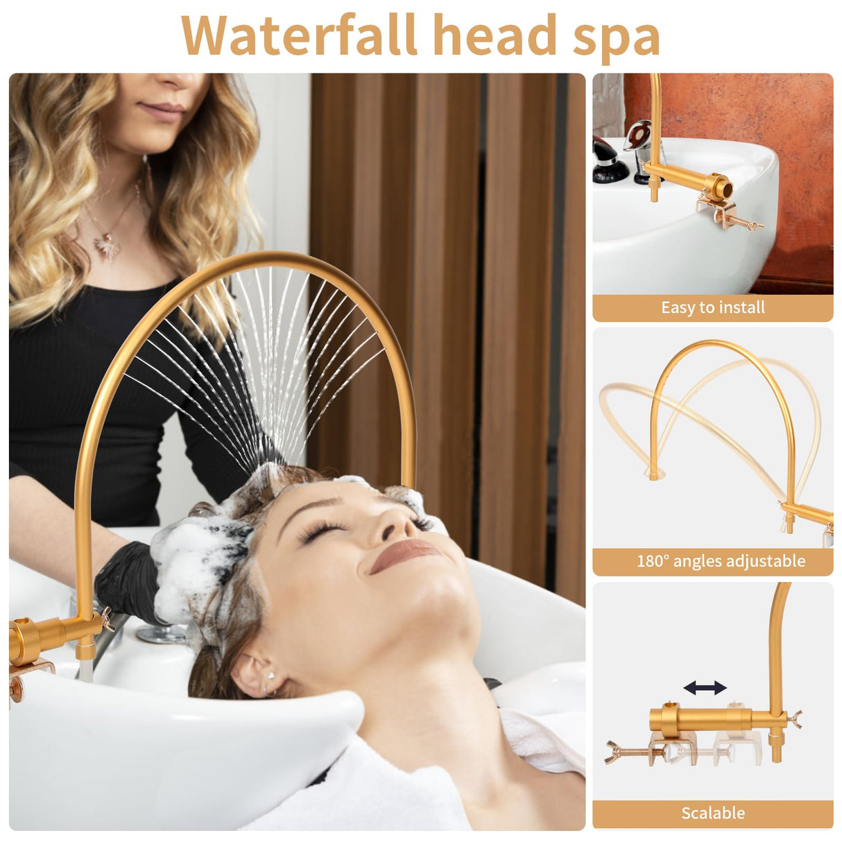 TooMiMo Portable Head Spa Waterfall Equipment, Adjustable Shampoo Bowl Water Circulation Rack, Scalp Massage Water Outlet Basin Attachment Rack for Salon and Home.