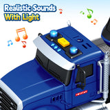 Kids Toys for 3 4 5 6 7 8 Years Old Boys, 20.5" Police Truck Toy with Racing Car and Helicopter, Toddler Friction Powered Truck Vehicle Toy with Lights, Sounds for Boys Girls Christmas Birthday Gifts