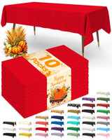 Pureegg Plastic Table Cloth Disposable 10 Pack, 54 x 108 Inch Table Cloths, Valentines Day, Thanksgiving, Christmas Decorations, Fall Tablecloths, Rectangle, Plastic Cover, Leakproof & Sturdy, Red