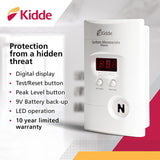 Kidde Carbon Monoxide Detector, Plug In Wall with 9-Volt Battery Backup, Digital LED Display - 6 Pack