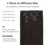 HOTBANANA Human Hair Clip in Hair Extensions, Dark Brown 120g Clip in Hair Extensions Real Human Hair Straight Remy Hair Clip in Hair Extensions 18 Inch 7pcs