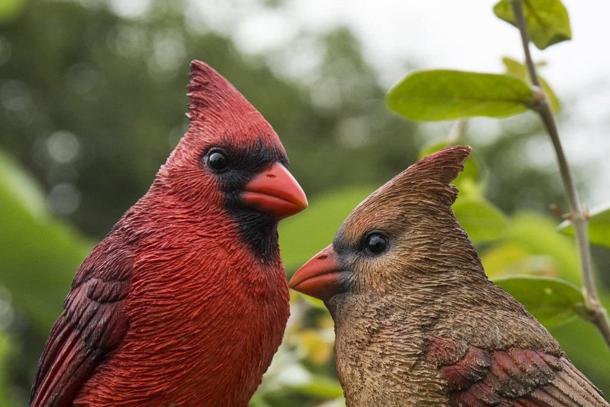 HI-LINE Gift Cardinal Couple on Stump Garden Statue, Multicolor
