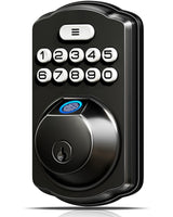 Veise KS02A Fingerprint Keyless Entry Door Lock, Auto Lock, Electronic Keypad Deadbolt for Front Door, Biometric, Anti-Peeping Password, Easy Install, Matte Black