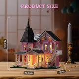 Pink Palace House Building Set with Lights, Halloween Haunted House Blocks Toy, Halloween House Kit for Kids Adults, Compatible with Lego, Christmas for Girls and Boys, Aged 8+ (1349PCS)