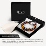 RTZN® Tigers Eye Bracelets for Men – Premium Artisan Handcrafted Golden Brown Tiger Eye Bead Bracelets – Natural Stone Tiger Eye Bracelet Men Beaded Bracelets (Morocco)