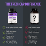 FreshCap Mushrooms Lions Mane Supplement Capsules 14,000mg - Lion's Mane, High Potency Extract, 14:1 Organic Mushroom Supplement, Ayurveda Focus Made in USA (120 Capsules)
