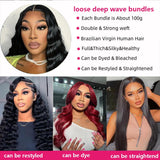 Human Hair Bundles 20 22 24 Inch Loose Deep Wave Human Hair 3 Bundles 100% Unprocessed Brazilian Virgin Human Hair Extensions 12A Grade Human Hair Extensions