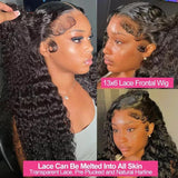 28 Inch 13X6 Deep Wave Lace Front Wigs Human Hair Pre Plucked 200% Density HD Lace Frontal Wigs for Women Curly Human Hair Wig Wet And Wavy HD Lace Front Wigs Pre Plucked