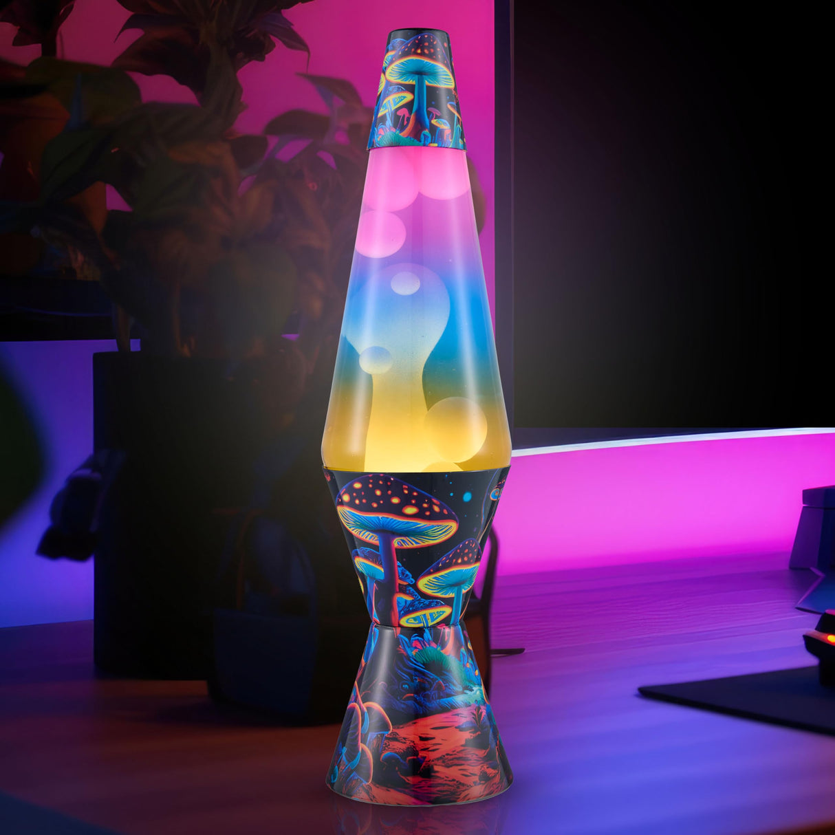 Lava The Original Lamp - 14.5" Trippy Shrooms – Classic Liquid Motion Lamp - Tri-Colored Globe and Black Base - Item #2361 (Amazon Exclusive)