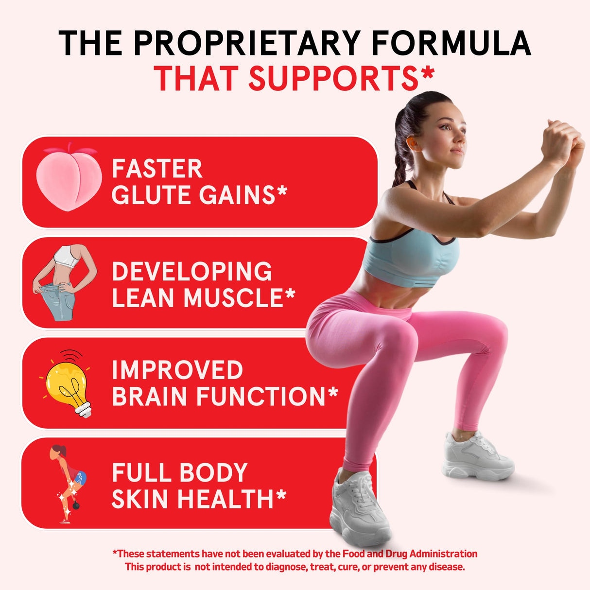 Peach Perfect Creatine Monohydrate Powder, Glute Builder Creatine for Women with Collagen, BCAAs, 5g Vegan Micronized Creatine per Serving, for Energy, Muscle Support, 30 SVG, Strawberry Acai