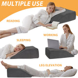 Bedluxe Leg Elevation Pillows, Leg Pillows for Sleeping, Cooling Gel Memory Foam Top, Wedge Pillow for Legs, Leg Wedges for Circulation, Swelling, After Surgery - Removable Cover (10 Inch, Black)