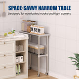 Chingoo Stainless Steel Table with Wheels 14 x 30 Inches Metal Prep Table with Adjustable Undershelf & Casters for Commercial Kitchen, Outdoor, Restaurant, Hotel & Garage