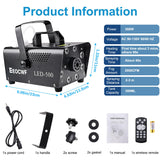 Upgraded Fog Machine, Mini Smoke Machine 2000CFM Fog Output 8 LED 13-colors Lights with Wireless Remote Support Timing, 500W Auto Spray Fogger for Christmas Halloween Party DJ Show Wedding Indoor Use