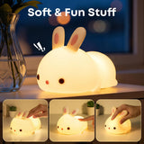 Kawaii Bunny Toys for Girls Gifts, 16-Color Silicone Night Light Cute Lamp