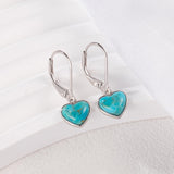 Phyonio Heart Natural Turquoise Earrings for Women - Top AAA Grade, Hypoallergenic 925 Sterling Silver Leverback Dangle Earrings, Trendy Jewelry Gifts