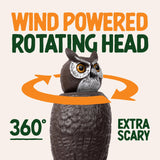 Dalen Large Rotating Head Fake Owl Decoy to Scare Birds Away - 18” Tall - Garden Scarecrow Owl with 360º Rotating Head