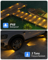 DetarZinLED Solar Step Lights for Outside,4 Pack Solar Stair Lights Outdoor Waterproof,Warm White Deck Light Solar Powered Waterproof for Steps,Stairs,Walkway,Sidewalk,Patio,Pathway