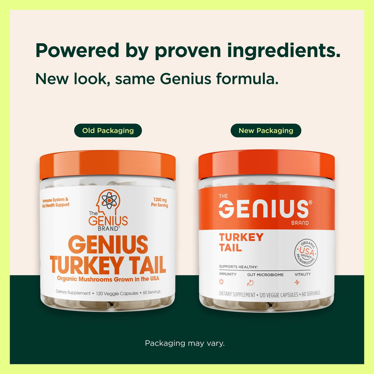 The Genius Brand Genius Turkey Tail - Plant-Based Supplement for Immune, Gut & Antioxidant Support - Organic & Non-GMO - 120 Veggie Capsules