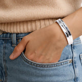 Desnuage Irregular Hammered Wave Texture Cuff Bracelet for Women - Sterling Silver Open Bangle Hypoallergenic Jewelry