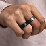 EIELO 16Pcs Stainless Steel Band Rings for Men Cool Black Golden Silvery Plated Rings Comfort Fit Fidget Spinning Chain Ring Fashion Simple Mens Wedding Engagement Ring Set 10