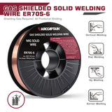 ARCCAPTAIN Mig Welding Wire, 0.035 10Lb Mig Wire ER70S-6 10Lbs Gas Solid Carbon Steel Low Splatter Mig Welding Wire Compatible With Lincoln Miller Forney Harbor Welder 0.09 4.5KG