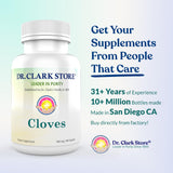 Dr Clark Cloves Healthcare Supplement - Natural Digestive Health, 500 mg, 100 Pure Gelatin Capsules