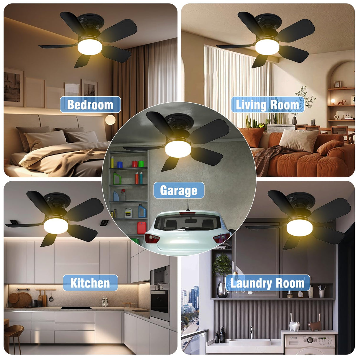 aupuslite 20" Socket Fan Light with Remote, 30W 2000 Lumens, 3 Colors 3000-6000K Small Ceiling Fans with Lights 6 Speed Wind Light Bulb Fan for Bedroom, Living Room, Kitchen, Laundry Room