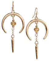 SPUNKYsoul Luna Gold Crescent Moon Earrings, Lightweight Bead Dangle Jewelry