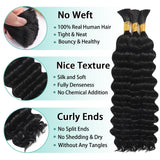 Human Braiding Hair for Boho Braids Human Hair 110g 22 Inch Curly Boho Hair for Braiding Knotless 12A Deep Wave Bohemian 3 Bundles/Pack Natural Color